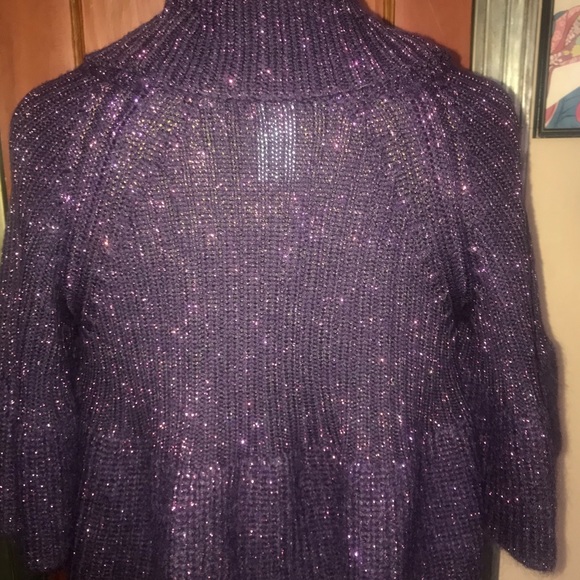 Nanette Leopore Purple Lurex Cropped Sweater EUC - Picture 7 of 8